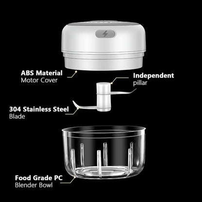 Electric Mini Garlic Chopper, 100ML Food Chopper Garlic Mincer USB, Portable Small Food Processor for Vegetables