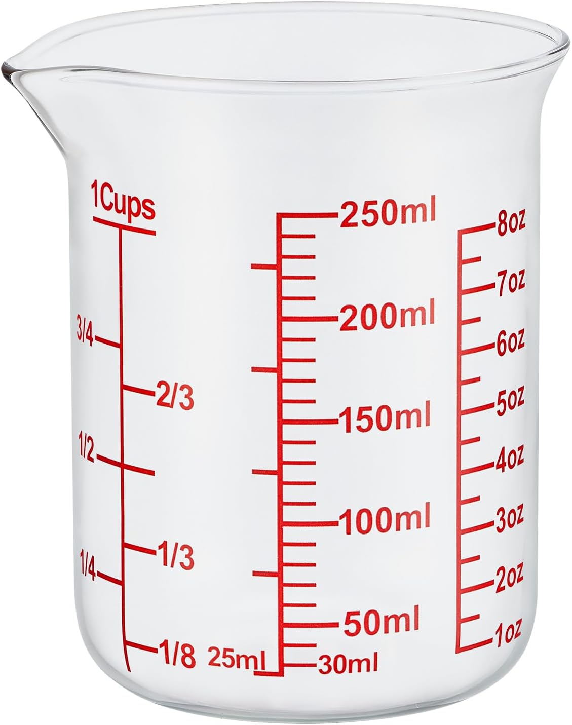 High Borosilicate Glass Measuring Cup-V-Shaped Spout，Glass Measuring Beaker for Kitchen or Restaurant, Easy to Read, 60 ML (2 Oz)-Pack of 2