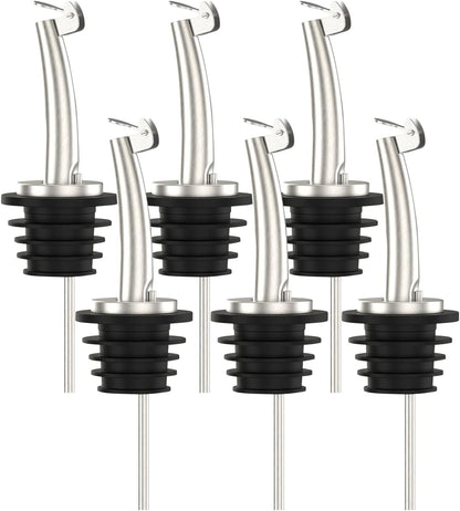 Axe Sickle 2 Pcs Oil Spout Liquor Bottle Pourer Spouts Stainless Steel Speed Pour Spouts Olive Oil Dispenser Spout for About 3/4" Bottle Mouth, with Flip Top