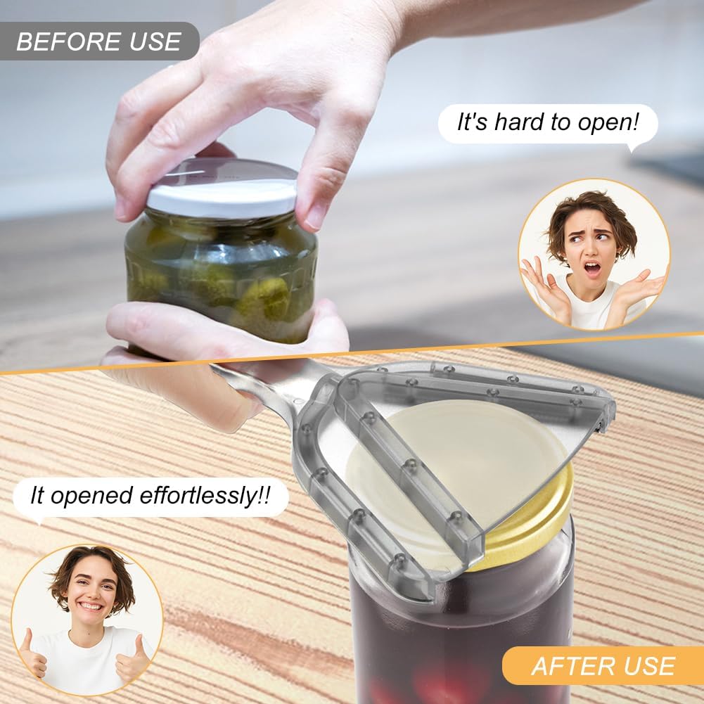 Jar Opener for Weak Hands,Jar Opener for Seniors with Arthritis,Can Opener Jar Opener Gripper Kitchen Gadgets Bottle Opener Jar Lid Opener,Gripper Opener for Jars Bottles(Grey)