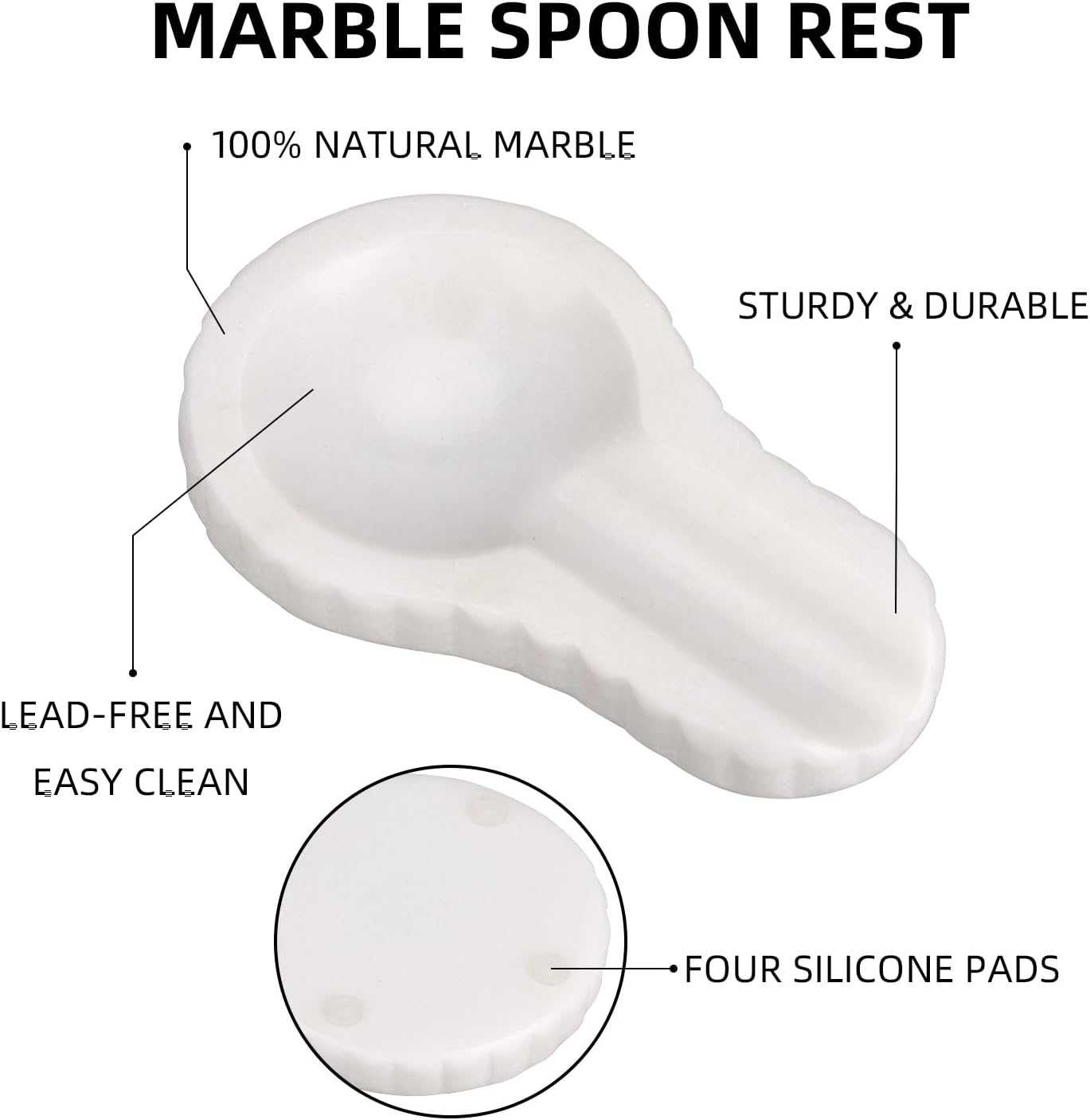 Marble Spoon Rest for Kitchen Stove Countertop, Marble Utensil Holder, Perfect for Spatula, Ladle, Fork (1, Viva jade, 4 * 6.5)