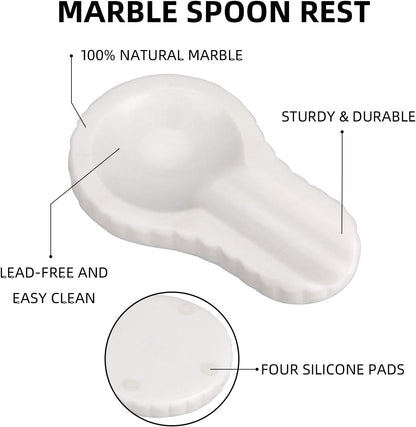 Marble Spoon Rest for Kitchen Stove Countertop, Marble Utensil Holder, Perfect for Spatula, Ladle, Fork (1, Viva jade, 4 * 6.5)