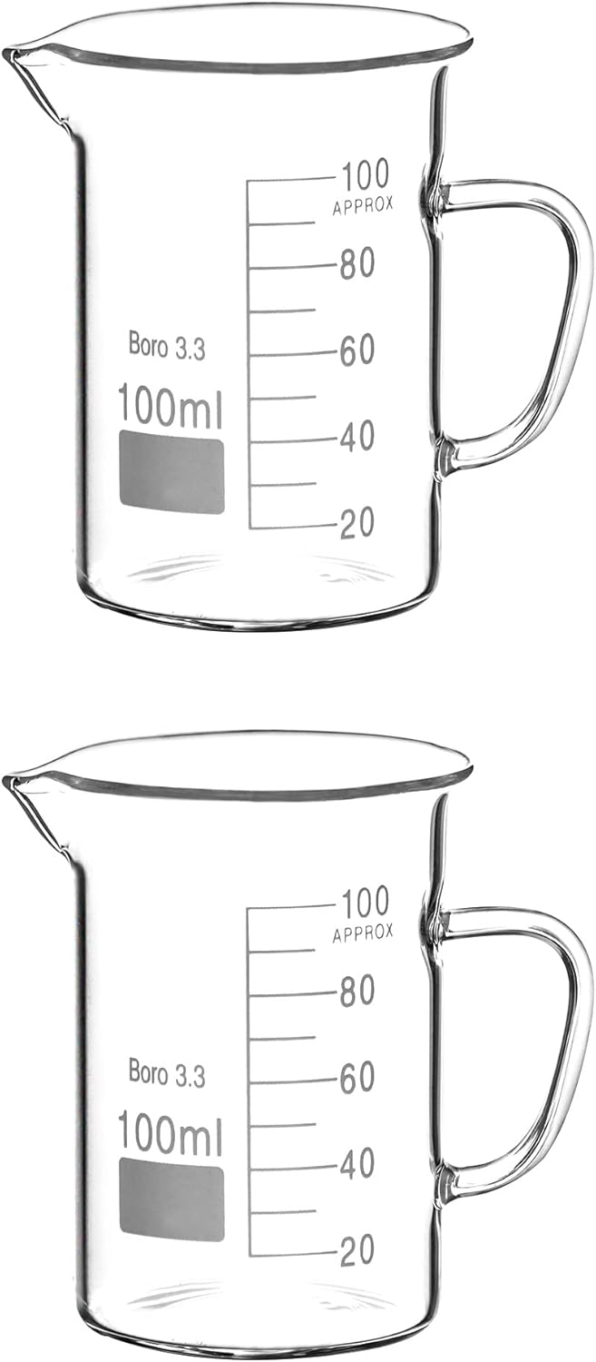 QWORK 500ml Beaker Mug with Handle, Borosilicate Glass Measuring Cup