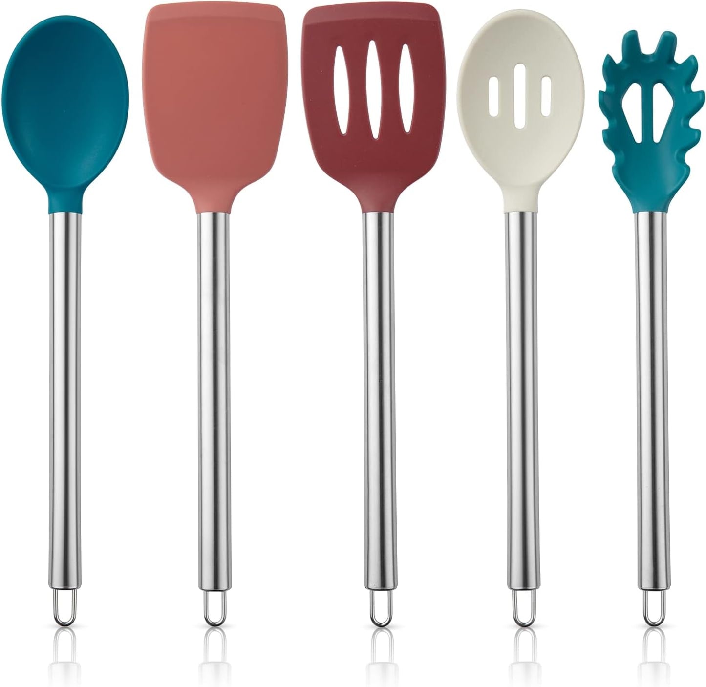 COOK WITH COLOR Silicone Cooking Utensils, Kitchen Utensil Set, Easy to Clean Silicone Kitchen Utensils, Cooking Utensils for Nonstick Cookware, Kitchen Gadgets Set, 10 Pieces, Green