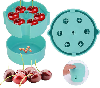 Cherry Pitter - Portable Cherry Pitter Corer Tool, Pits up to 6 Cherries at Once, Dishwasher Safe, ABS Construction, Blue
