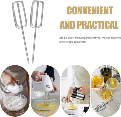 PRETYZOOM Hand Mixer Attachments 2-Pack Replacement Beaters for Electric Whisk and Drill Mixers Stainless Steel 8.38X1.77X1.77In Efficient Egg Whisking and Dough Mixing Kitchen Tool