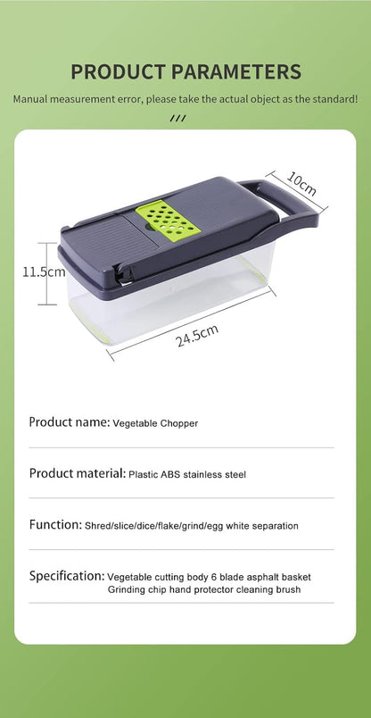 Vegetable Chopper Multifunctional 10 in 1 Food Choppers Onion Chopper Vegetable Slicer Cutter Dicer Veggie chopper with 7 Blades,Colander Basket,Container for Salad Potato Carrot Garlic