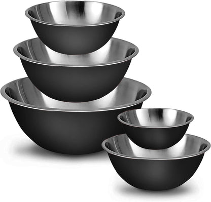 WHYSKO Meal Prep Stainless Steel Mixing Bowl (5-Piece Set) Home, Refrigerator, and Kitchen Food Storage Organizers | Ecofriendly, Heavy Duty, No Lids