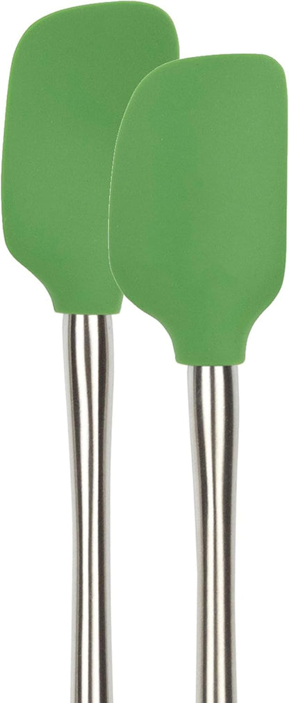 Tovolo Flex Core Silicone Spatula Spoonula Set of 2 for Non Stick Cast Iron Cooking & Baking, Dishwasher Safe Heat Resistant BPA Free Long Stainless Steel Handle Kitchen Utensil, Charcoal Gray