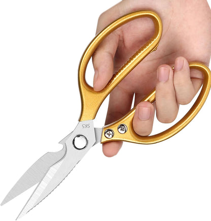 Kitchen Scissors All purpose, Have duty Stainless Steel Cooking Shears for Cutting Meat,Chicken, Poultry, Fish, Herbs, Seafood Scissors with Comfort Grip siver