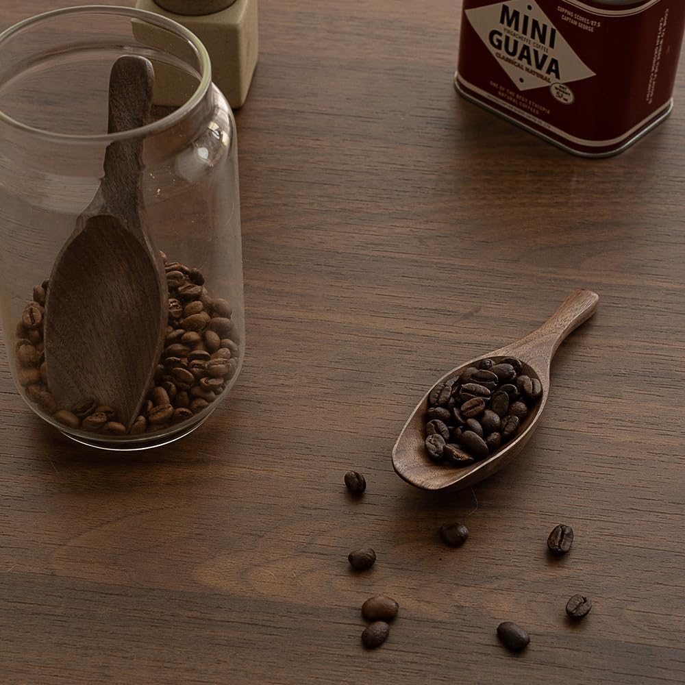 Black Walnut Coffee Scoop for Ground Coffee, Loose Tea & Bath Salts, 1 Tablespoon/15ml, Multi-Purpose Kitchen Scooping Tool for Jars, Canisters & Coffee Brewing Accessories(1pcs)