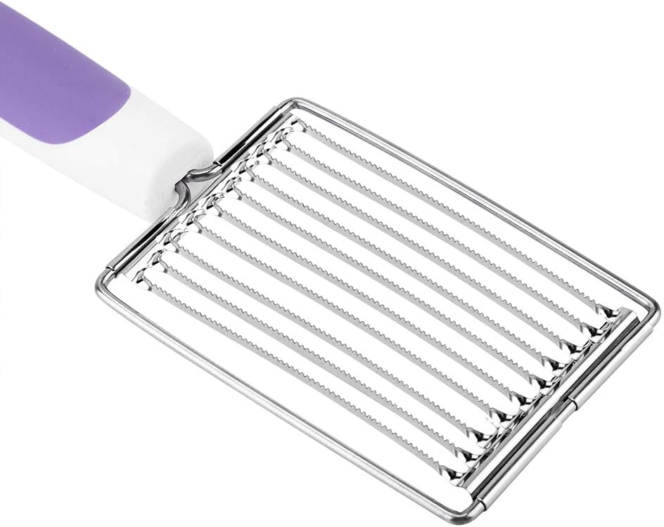 Tomato Cutter, Stainless Luncheon Meat Cutter Tomato Slicers Fruits Cutter Stainless Steel Meat Cutter with Handle for Tomato Ham Egg(Purple)