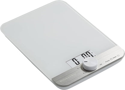 KitchenAid KQ908 Glass Surface 11 Pound Capacity Digital Kitchen and Food Scale, Scale for Food Ounces and Grams, Dry and Liquid Ingredients, Black