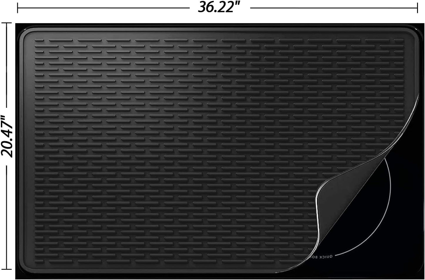 Stove Top Cover for Electric Stove- Range Covers for Electric Stove,Silicone XXL Dish Drying Mat, Glass Cooktop Covers, Flat RV Range top Mats (Black, 28"x20")