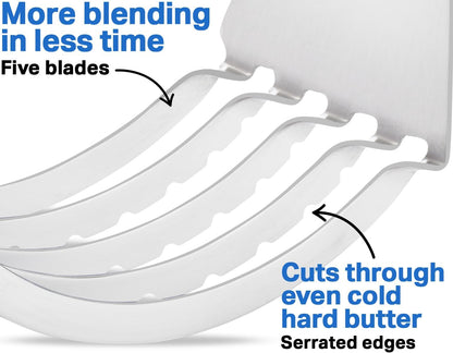Pastry Cutter Tool - Heavy Duty Stainless Steel Pastry Blender, Comfortable Handle, Dishwasher Safe, Perfect Flaky Pie Crust & Biscuits - Blue