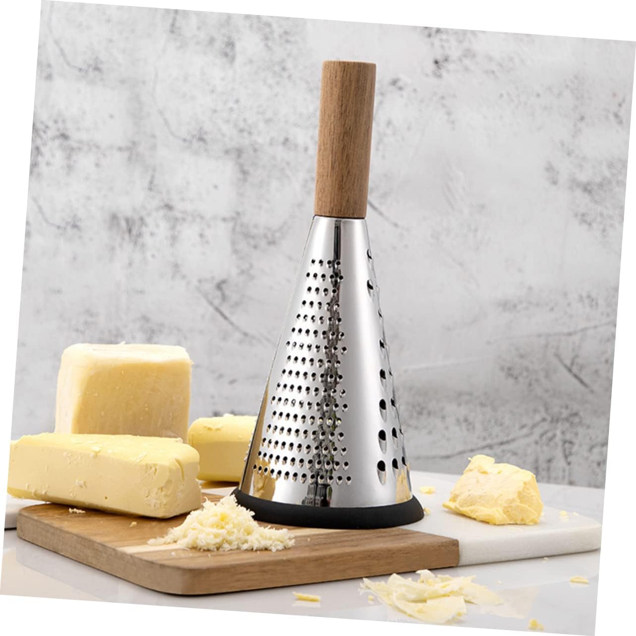 Kitchen Grater Cheese Grater with Handle Carrot Peeler Veggie spiralizer Manual Mandoline Slicer Cheese Slicer Cucumber Slicer Cone-Shaped Cheese Grater Truffle Wood Vertical