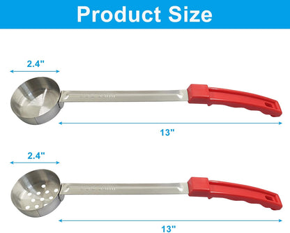 Hordion 4 Pcs Portion Control Serving Spoons Ladle Scoops, Food Measuring Ladle Utensils Proportion Manage Slotted and Unslotted Scoops for Weight Loss(Blue, 8oz)