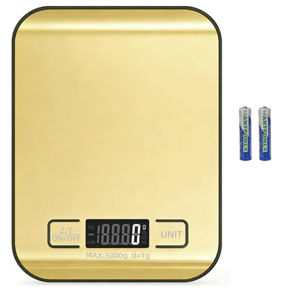 Digital Shipping Scale,Stainless Steel Panel, Accurate Portable Postal Scale for Packages, Small Business,Kitchen, Food, Handmade, Liquids, and Boutique (Rose Gold Battery(5kg/1g))