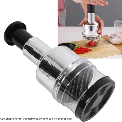 Manual Food Chopper Stainless Steel Vegetable Cutter for Onions Garlic Nuts Salads Hand Operated Kitchen Prep Tool