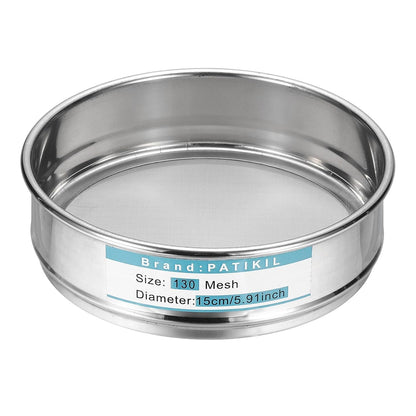 PATIKIL 220 Mesh(0.0385mm) Lab Sieve, 5.9"(15cm) Diameter Sifting Screen 304 Stainless Steel Wire Cloth Fine Mesh Sieve for Industrial Laboratory Home Soil Sifter Dry Sift Screens Hash - Colors A