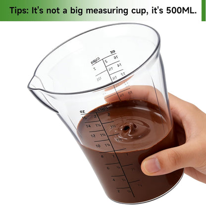 Blender Measuring Cup, 16 oz, Immersion Blender Cup, Compatible with Cuisinart Hand Blender, for Sauce Smoothies Egg Mixture Etc, (Plastic material, height 5.2in, capacity 16 oz,500ml).