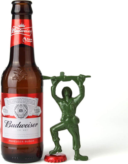 2pc-Creative 3D Army Man Bottle Opener,Unique Easy Opening Bottle Opener for Beer and beverage （Green ）