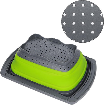 Qimh Colander Collapsible, Over The Sink Veggies/Fruit 6-Quart Strainers and Colanders with Extendable Handles, Folding Strainer for Kitchen