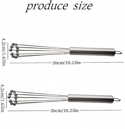 2 Pieces 10.23inch Stainless Steel Ball Whisks,Durable Manual Egg Beater, Whisk Set for Cooking,Cream whisk, kitchen baking tool,Dishwasher Safe