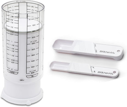 KitchenArt Adjustable Measuring Tool Set, Includes Adjustable Teaspoon, Tablespoon, and 2 Cup Measuring Cup
