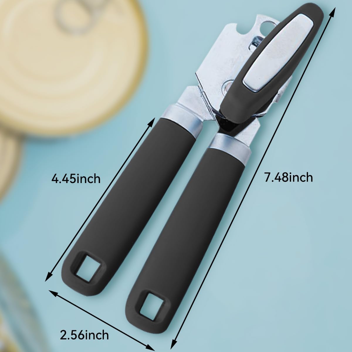The Original Heavy Duty Stainless Steel Smooth Edge Manual Can Opener and Bottle Openers, Soft Handle, Rust Proof Oversized Handheld Easy Turn Knob,Grey
