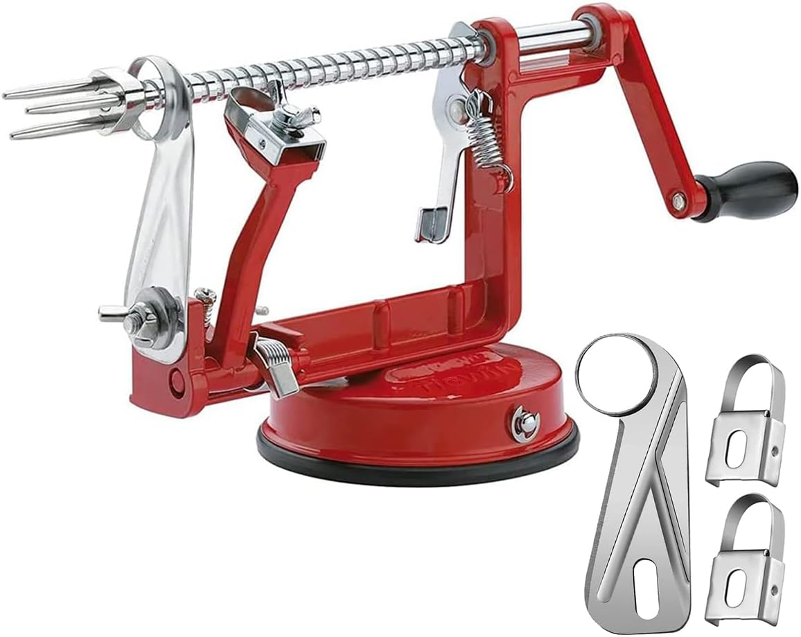 Apple Peeler Corer, Long lasting Chrome Cast Magnesium Alloy Apple Peeler Slicer Corer with Stainless Steel Blades and Powerful Suction Base for Apples and Potato(SpringGreen)