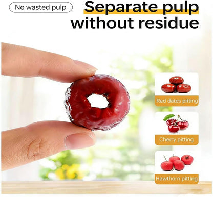 Stainless Steel Red Date Pitter, Multifunctional Cherry & Jujube Core Remover Tool with Round Bowl Holder, Hanging Design for Easy Storage
