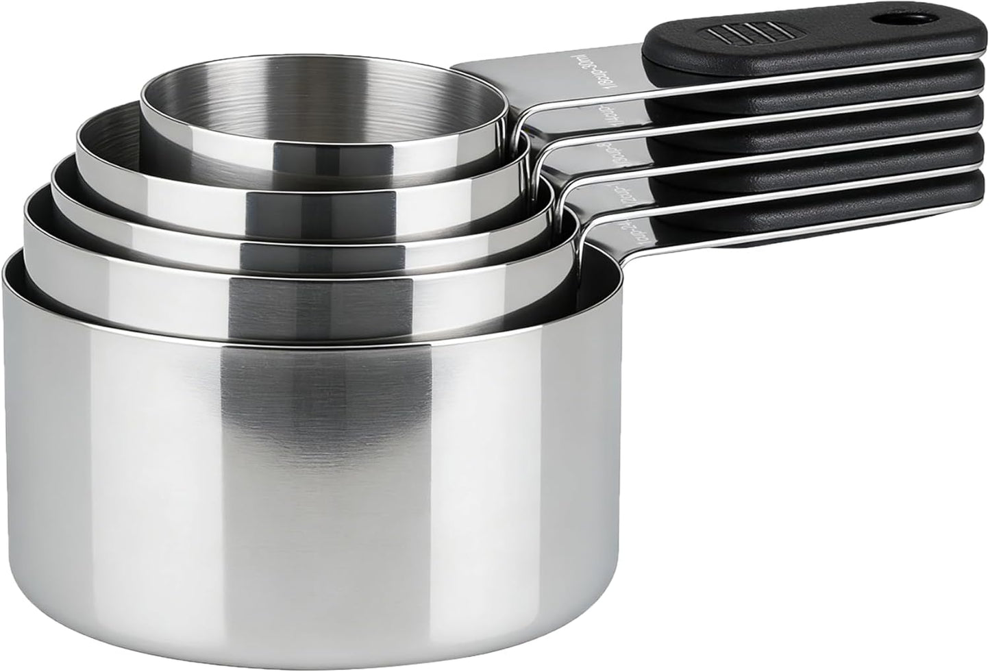 Magnetic Handles 5 Piece Stainless Steel Measuring Cups, Black, Kitchen Gadgets for Measure Liquid and Dry Ingredients, Cooking & Baking