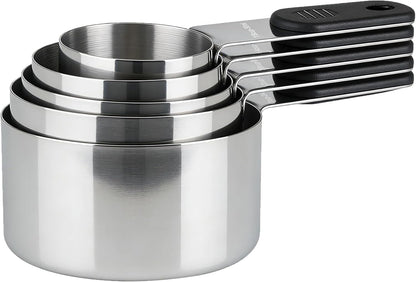 Magnetic Handles 5 Piece Stainless Steel Measuring Cups, Black, Kitchen Gadgets for Measure Liquid and Dry Ingredients, Cooking & Baking