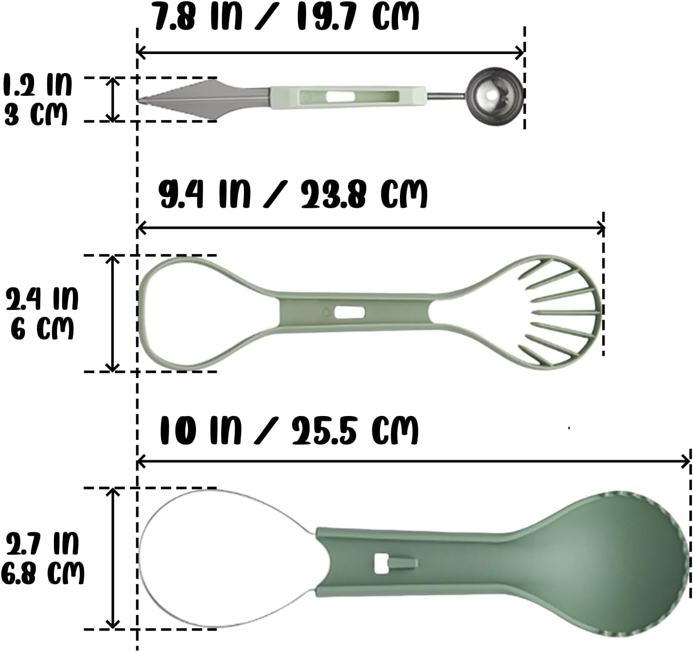 1 PCS Melon Baller Scoop Set, 6 in 1 Fruit Cutter, Seed Remover, Watermelon Scooper, Fruit Carving Tool, Dig Pulp Separator, Stainless Steel Gadget for Camping and Kitchen