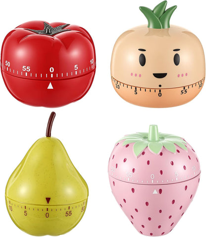 Amylove 4 Pieces Cute Kitchen Timer Animal Mechanical Manual Fox Raccoon Bear Wolf 60 Minutes Loud Alarm Egg Windup Timer for Adults Christmas Home Cooking Baking Fitness Beauty