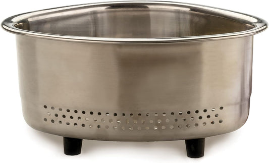 RSVP International Endurance® In-Sink Mesh Colander Strainer Basket, 3 Quart | Organize Sponges, Collect Food Scraps | Dishwasher Safe | Small Corner Basket | Steaming, Draining & Rinsing