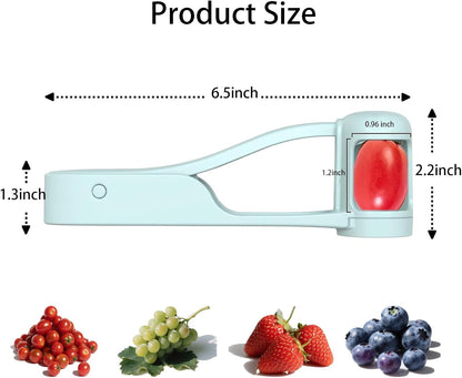 EWUVP Grape Cutter for Toddlers, Grape Slicer for Baby, Cherry Tomato Strawberry Cutter Quarter Fruit Slicer Tool for Vegetable Fruit Salad Cake Decoration, Stainless Steel Kitchen Gadget(Light Blue)
