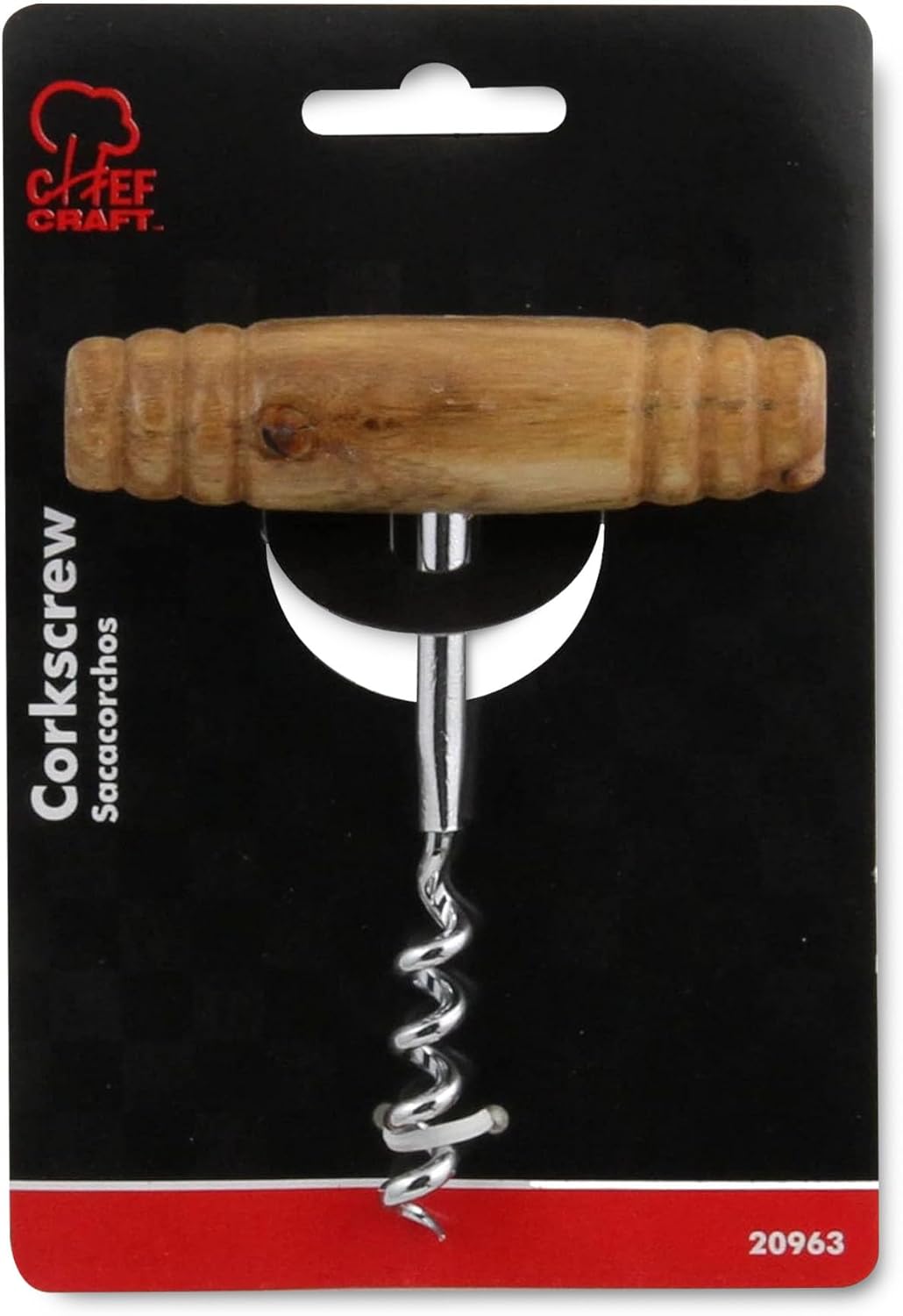 Chef Craft Select Metal Winged Corkscrew, 6.5 inch, Black and Chrome