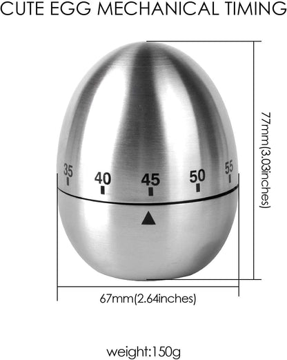 Jayron JR-WG015 Egg Kitchen Timer Stainless Steel Mechanical Rotating Alarm 60 Minutes Count Down Timer for Cooking Learning