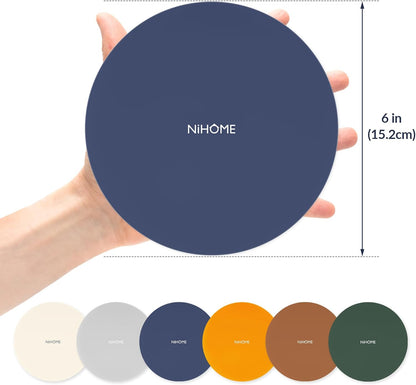 NIHOME Silicone Jar Opener – 6 Inch Large Anti-Slip Grip Pads, Premium 100% Food-Grade Silicone, Stylish Designer Colors, Multi-Purpose Heat-Resistant Mat & Coaster, Set of 4
