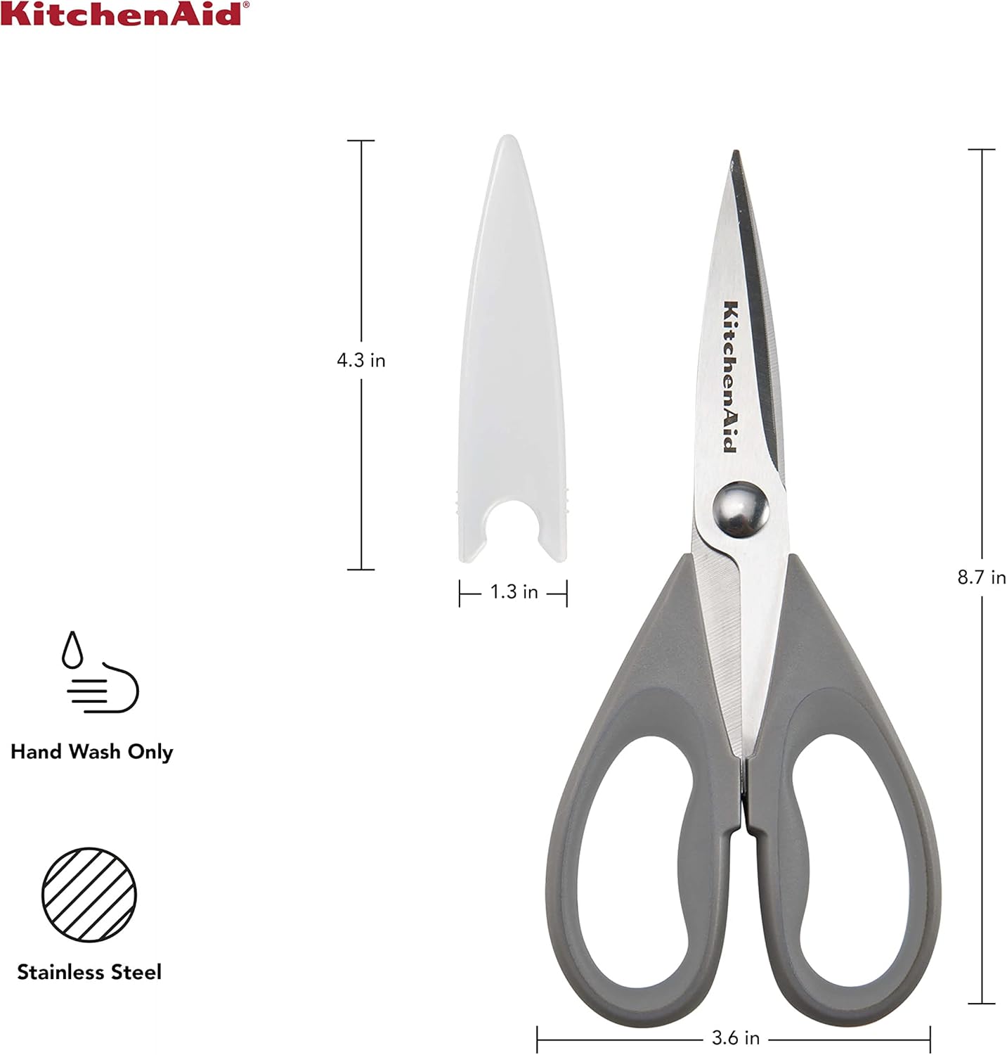 KitchenAid Multipurpose Shear Set, Versatile Scissors with Nutcracker, Bottle Opener, Ergonomic Handles with Protective Blade Covers, 2 Piece