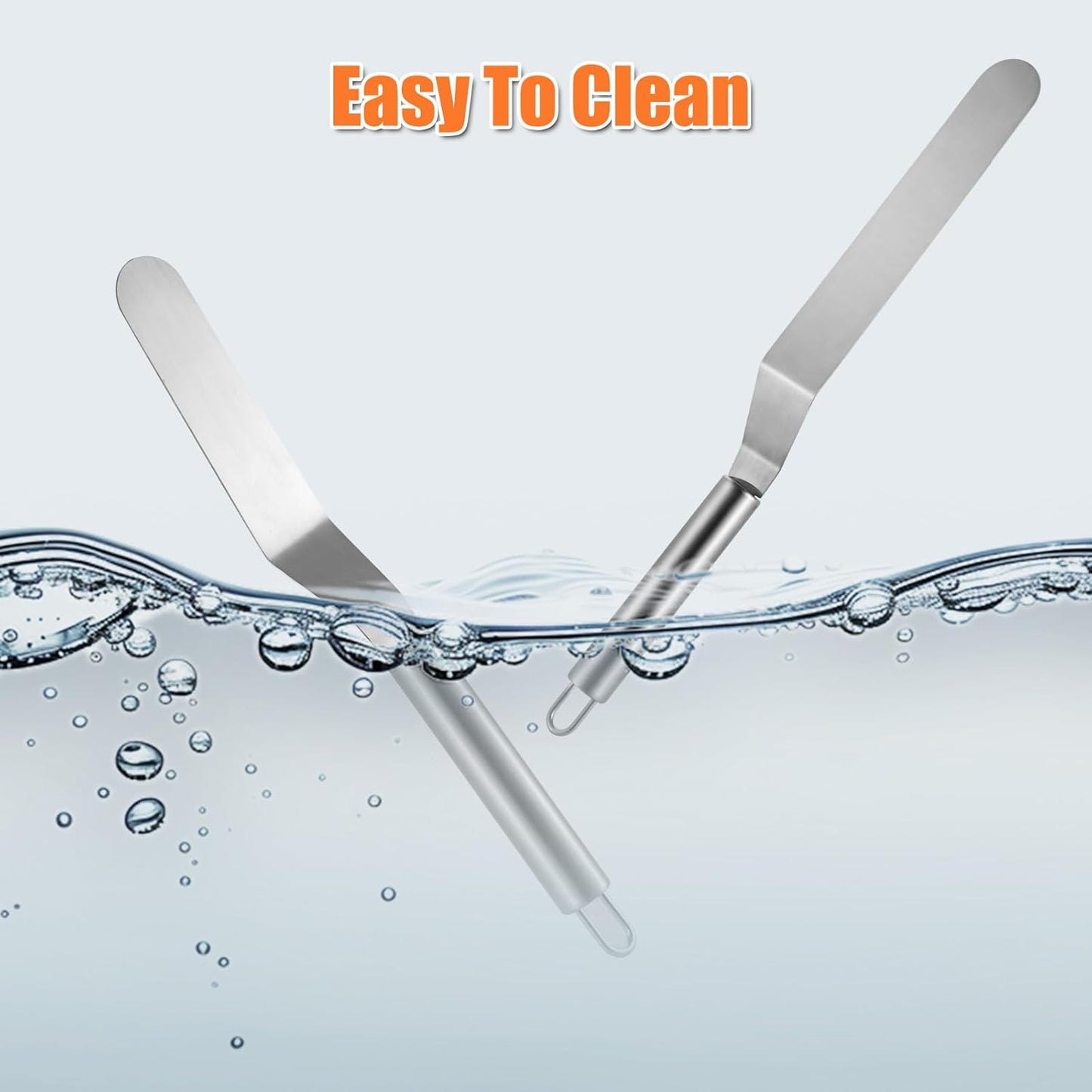 2 PCS Picxeic Offset Spatula，Premium Stainless Steel Cake Decorating Tools - One Set Include 6, 8 inch, Icing Spatula for Home Cooking