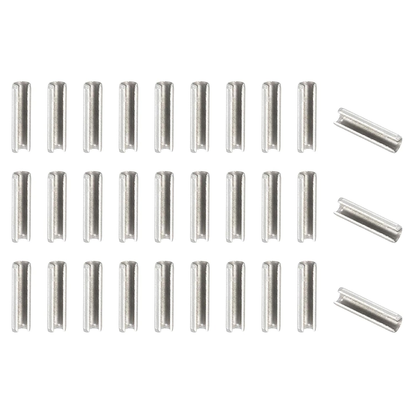 PATIKIL Slotted Spring Pin, 50 Pcs 1/8" x 3/4" (3.2mm x 20mm) 304 Stainless Steel Split Roll Pins Spring Dowel for Home Improvement Automotive Machine Repair, Silver - Colors B