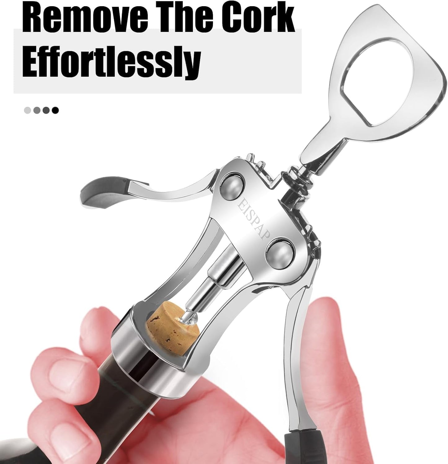 Powerful Wine Opener, Ergonomic Soft Touch Heavy Duty Manual Bottle Openers, Rust Resistant Zinc Alloy Winged Corkscrew, Easy Use, Open Corks, Dishwasher Safe, Bar Accessories