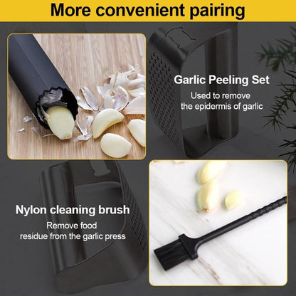 Garlic Presses,Stainless Steel Garlic Presser, Garlic Press Rocker Heavy Duty Stainless Steel Garlic Mincer, Garlic Chopper with Peeler And Cleaning Brush for Smash Garlic Kitchen Tools(1Set)