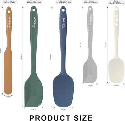 NileHome Silicone Spatula Set, 6 Pieces Food Grade Kitchen Utensils with Silicone Brush Heat Resistant Up to 600°F Dishwasher Safe BPA-Free Rubber Spatula for Scraping, Baking, Cooking, Mixing-Black