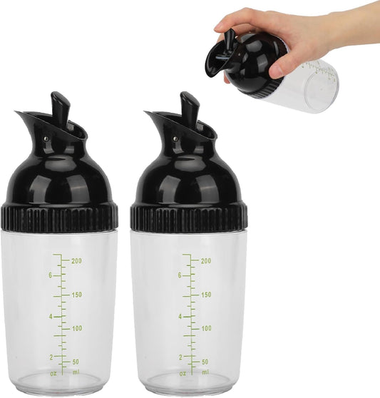 2PCS 200ml Salad Dressing Shaker Container, Salad Dressing Mixer Bottle Prevent Leakage Condiment Bottle with Lid for Soy Oil Vinegar (Green)