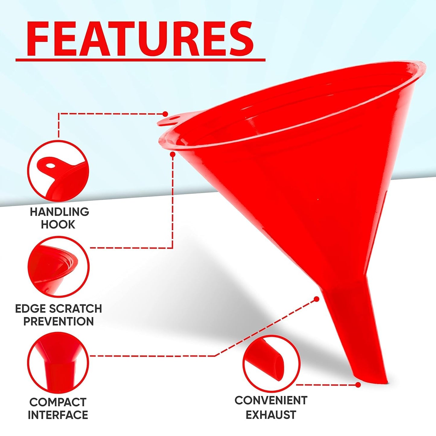 LIQVEE™ Funnel Set (4 Sizes: 122, 101, 76, 50mm) - Durable, Non-Toxic, Food-Grade Plastic funnels for Filling Bottles and containers. Ideal for Kitchen, Garage, or Labs. Perfect for Precise Pouring.