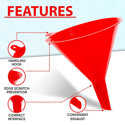 LIQVEE™ Funnel Set (4 Sizes: 122, 101, 76, 50mm) - Durable, Non-Toxic, Food-Grade Plastic funnels for Filling Bottles and containers. Ideal for Kitchen, Garage, or Labs. Perfect for Precise Pouring.
